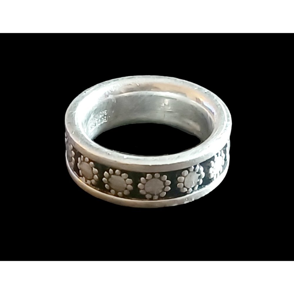 Ecclissi 925 Sterling Silver 6.8mm Wide Size 5.5 Flower Pattern Band Ring